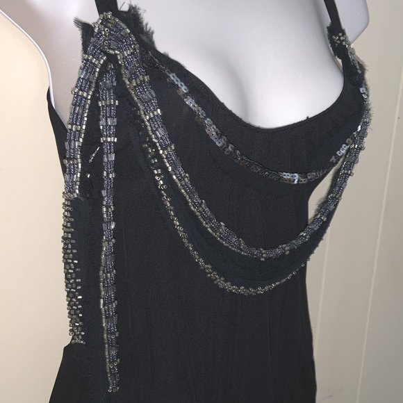 REBECCA TAYLOR Black Sequins & Beads Embellished Cocktail Dress Size 0 - Picture 4 of 9